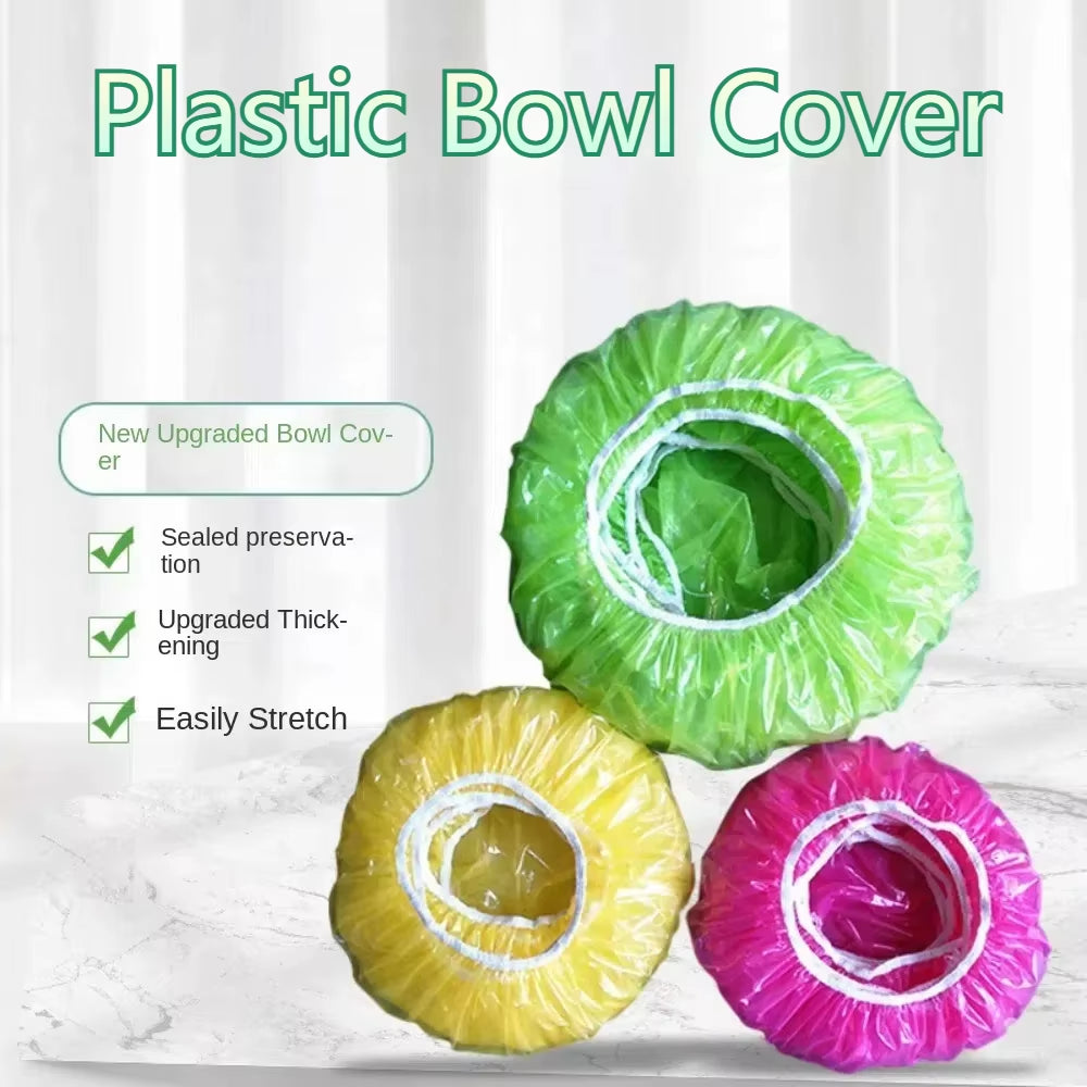 60/90Pcs Portable Plastic Bowl Covers Reusable Dust-Proof Food Preservation Lids 3/5 Sizes Elastic Proofing Cover for Outdoor