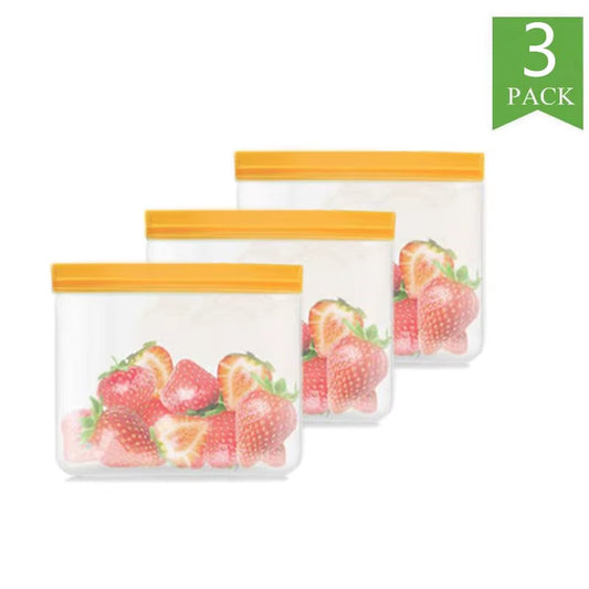 Reusable PEVA Silicone Food Storage Bag,Kitchen Fruit Vegetable Fresh-Keeping Bag,Leakproof Food Ziplock Self Sealed Freezer Bag