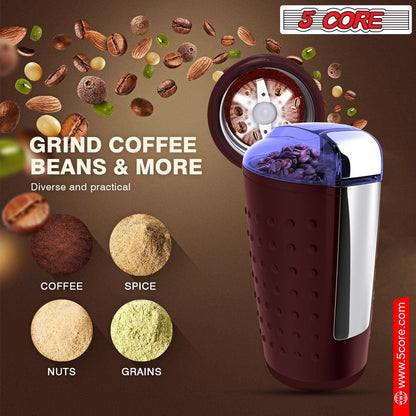 5Core Coffee Grinder 85 Gram Capacity 150W Electric Bean Spice Grinders BLACK & BROWN