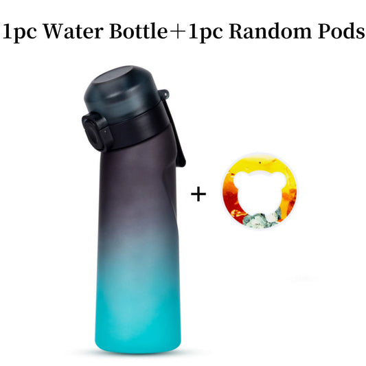 650Ml Flavored Water Bottle with Random 1Pc Flavour Pods Air Water Bottle Frosted Black Air Outdoor Camping Sport Fitness Cup