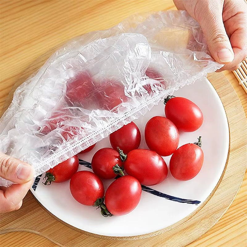 100/300Pcs Food Storage Covers Home Foods Freshing Seal Elastic Plastic Wrap Refrigerator Fresh Keeping Saver Bag Kitchen Tools