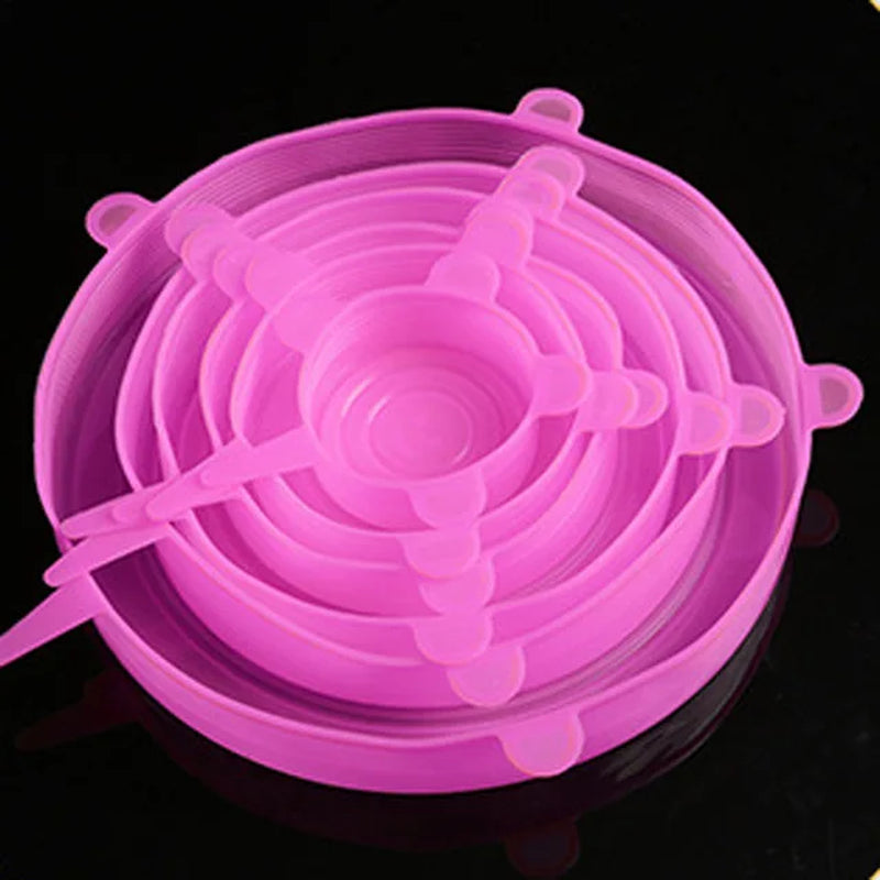 6 Pcs Silicone Cover Stretch Lids for Kitchen Microwave Food Covers Bowl Caps Elastic Silicone Lid Cap Universal Adaptable Lids