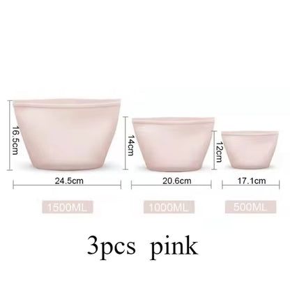 3Pcs Silicone Food Storage Bag Reusable Stand up Zip Bag Leakproof Containers Fresh Bag Food Storage Bag Fresh Wrap Ziplock Bag