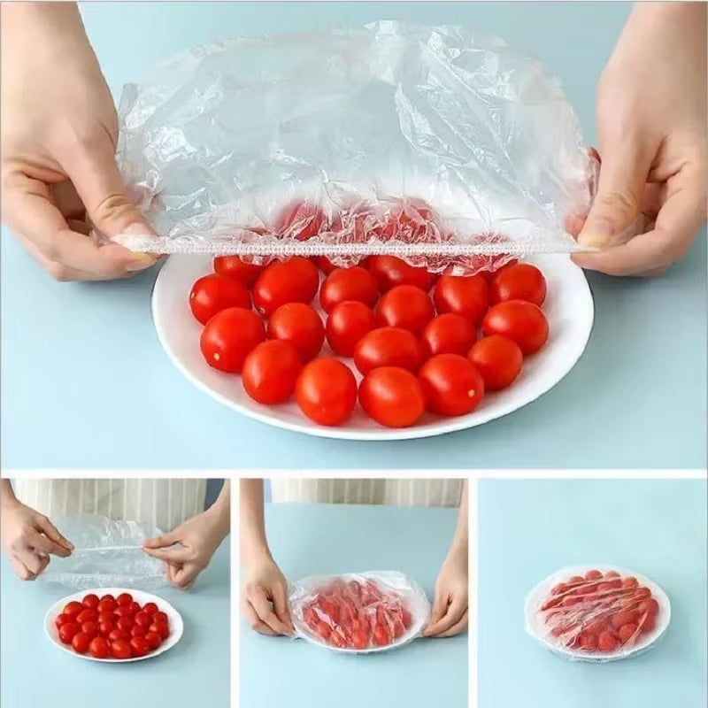 50/100 Pcs Disposable Food Cover Kitchen Nylon Packaging Storage Bags Plastic Elastic Wrap Food Covers Fresh-Keeping Lid Plate