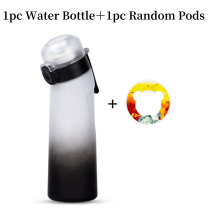 650Ml Flavored Water Bottle with Random 1Pc Flavour Pods Air Water Bottle Frosted Black Air Outdoor Camping Sport Fitness Cup