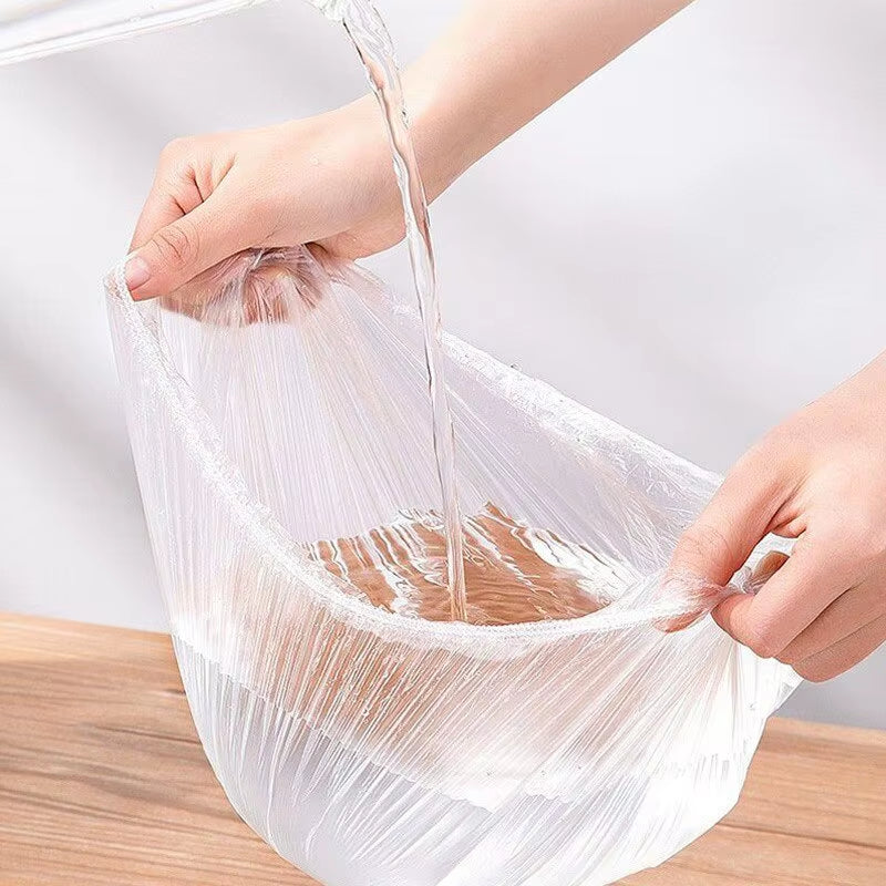 100/300Pcs Food Storage Covers Home Foods Freshing Seal Elastic Plastic Wrap Refrigerator Fresh Keeping Saver Bag Kitchen Tools