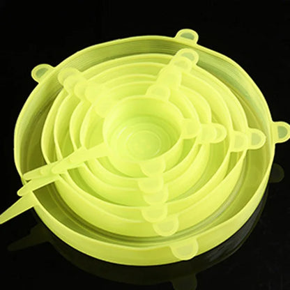 6 Pcs Silicone Cover Stretch Lids for Kitchen Microwave Food Covers Bowl Caps Elastic Silicone Lid Cap Universal Adaptable Lids