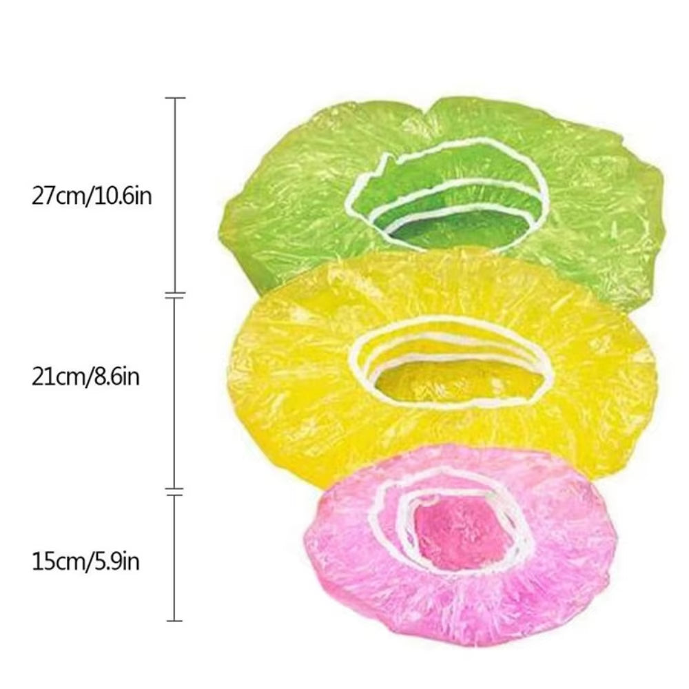 60/90Pcs Portable Plastic Bowl Covers Reusable Dust-Proof Food Preservation Lids 3/5 Sizes Elastic Proofing Cover for Outdoor